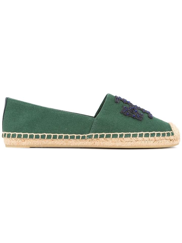 Tory Burch Elisa Logo Flat Espadrilles - Green