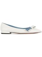 Prada Branded Bow Ballerina Shoes - White