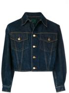 Jean Paul Gaultier Vintage Lace-up Cropped Denim Jacket - Blue