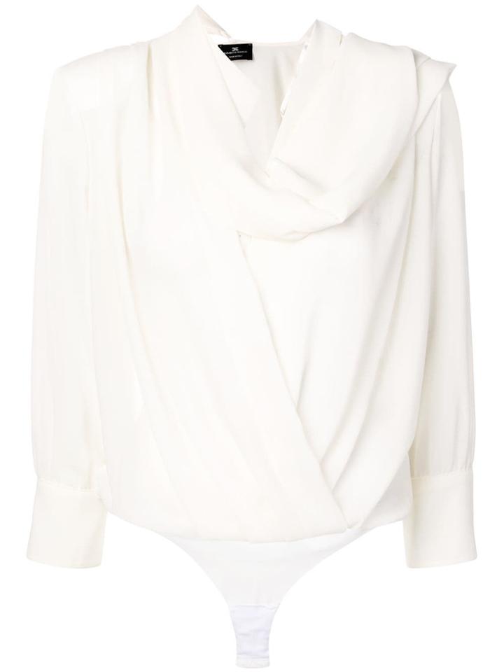 Elisabetta Franchi Tie Neck Bodysuit Blouse - White