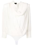 Elisabetta Franchi Tie Neck Bodysuit Blouse - White