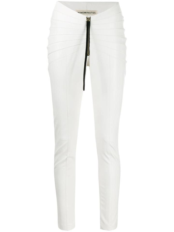 Nineminutes Butterfly Leather Look Trousers - White
