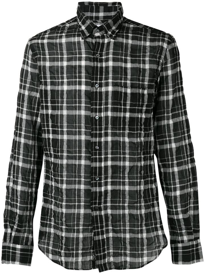 Aspesi Plaid Shirt, Men's, Size: 40, Black, Cotton/lyocell/polyurethane