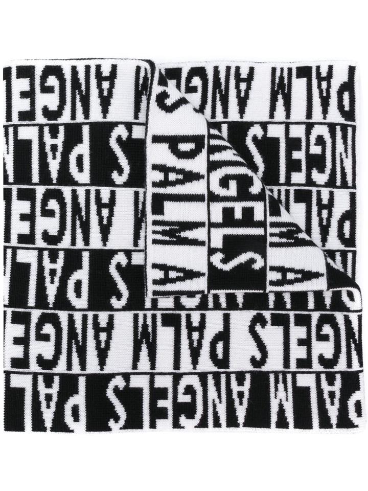Palm Angels Logo Knit Scarf - Black