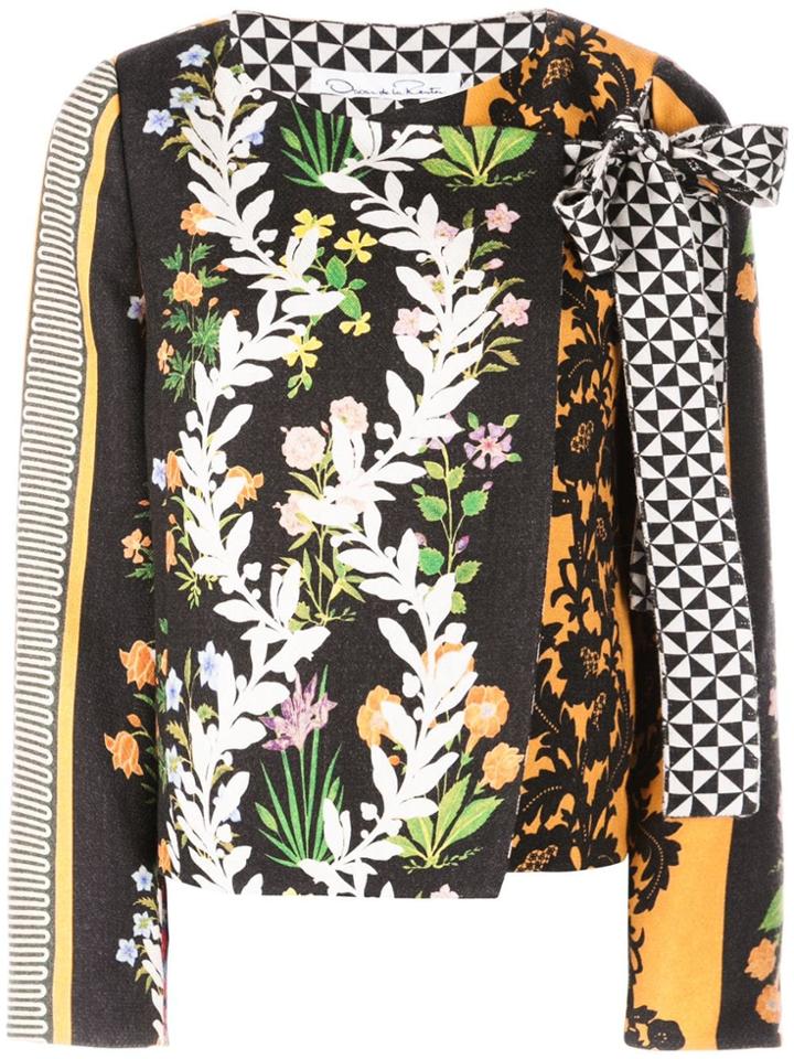 Oscar De La Renta Floral Print Fitted Jacket - Yellow
