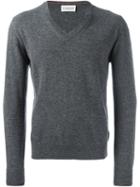 Moncler V-neck Sweater, Men's, Size: Large, Grey, Virgin Wool