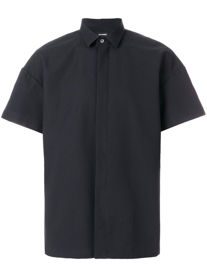 Les Hommes Boxy Fit Short Sleeves Shirt - Black