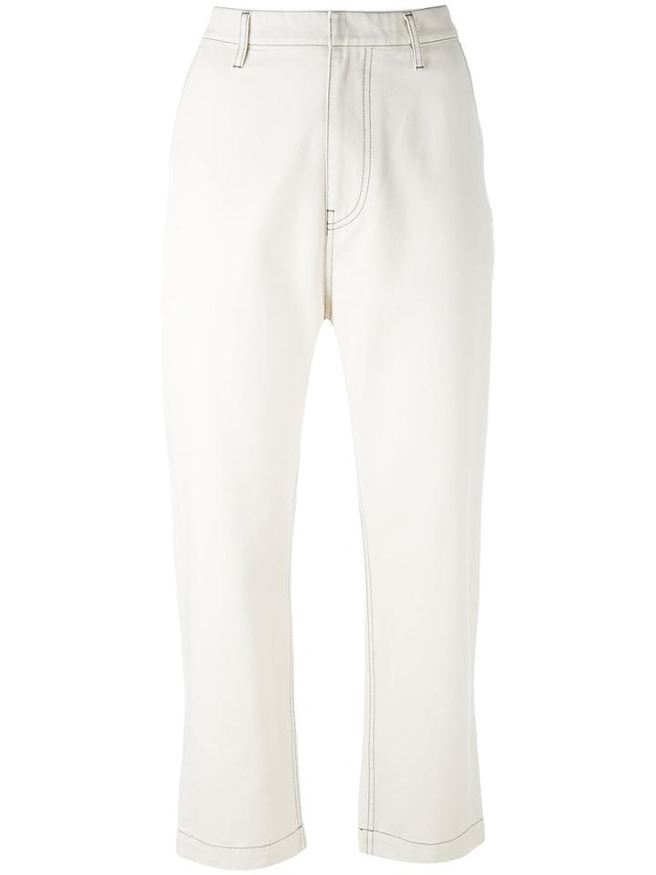 Golden Goose Deluxe Brand - Cropped High Waist Trousers - Women - Cotton - M, Nude/neutrals, Cotton