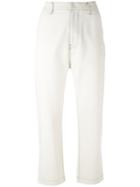 Golden Goose Deluxe Brand - Cropped High Waist Trousers - Women - Cotton - M, Nude/neutrals, Cotton