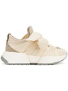 Mm6 Maison Margiela Bow Front Gathered Effect Sneakers - Neutrals