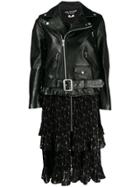 Junya Watanabe Man Floral Panel Biker Jacket - Black