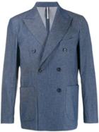 Entre Amis Denim Double-breasted Blazer - Blue