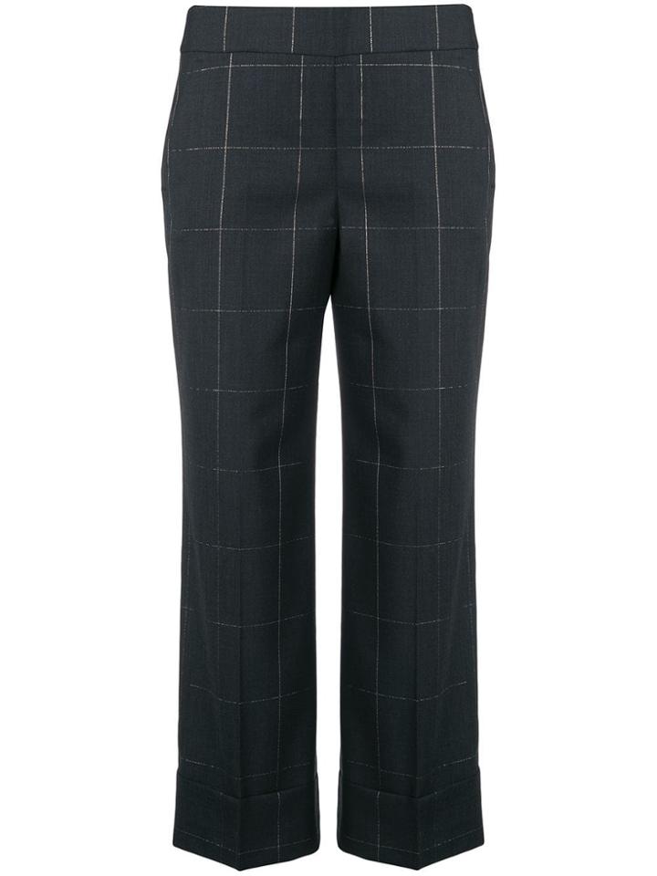 Peserico Check Crop Trousers - Black