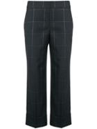Peserico Check Crop Trousers - Black