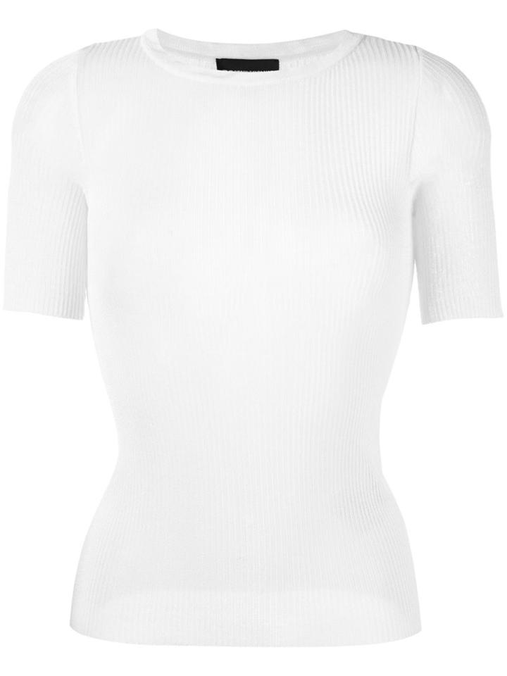 Emporio Armani Ribbed Knitted Top, Women's, Size: 40, White, Viscose/polyester