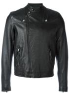Saint Laurent Band Collar Jacket, Size: 52, Black, Leather/cupro/cotton