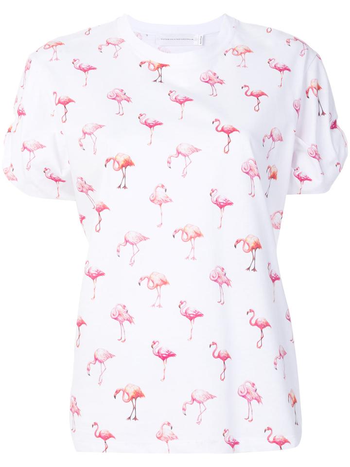 Victoria Victoria Beckham Flamingo Print T-shirt - White