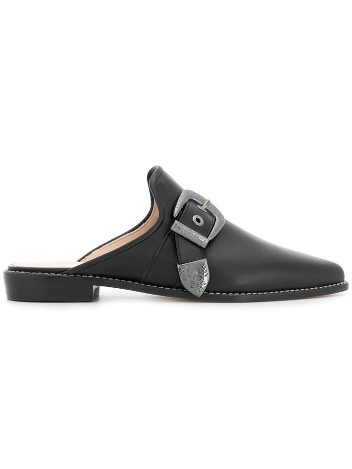 Stuart Weitzman Buckle Mules - Black