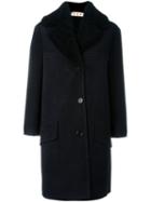 Marni Shearling Collar Coat, Women's, Size: 42, Black, Calf Leather/lamb Skin/sheep Skin/shearling