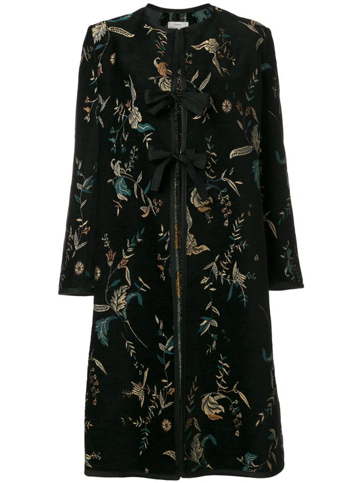 Forte Forte Floral Print Tie Coat - Black