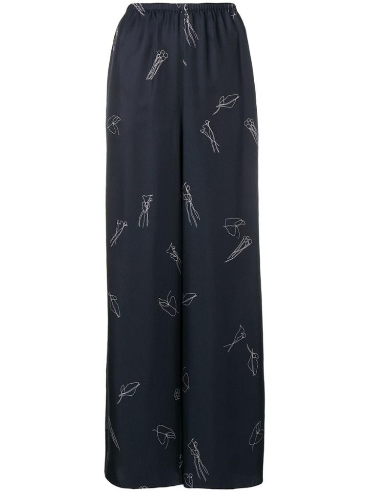 Theory Printed Wide Leg Trousers - Blue