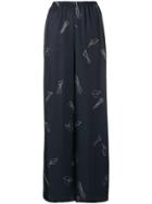 Theory Printed Wide Leg Trousers - Blue