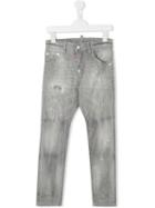 Dsquared2 Kids - Distressed Skinny Fit Jeans - Kids - Cotton/spandex/elastane - 4 Yrs, Grey