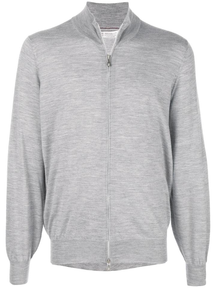 Brunello Cucinelli Zipped Cardigan - Grey