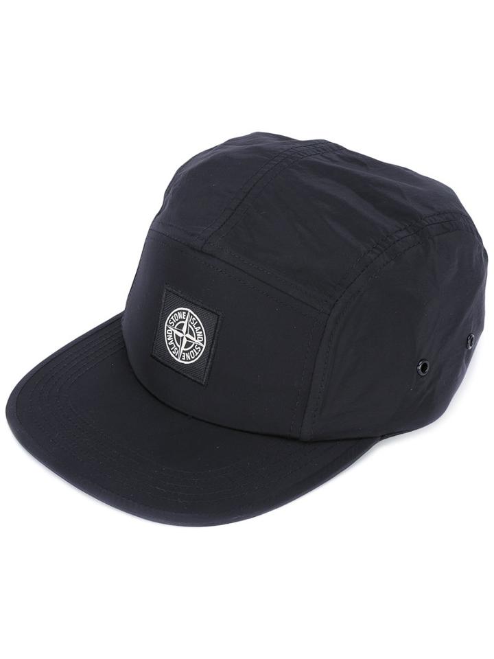 Stone Island Logo Patch Cap, Men's, Black, Polyamide