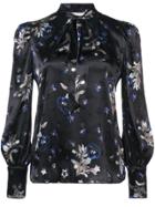 Rebecca Taylor Floral Embroidered Blouse - Black