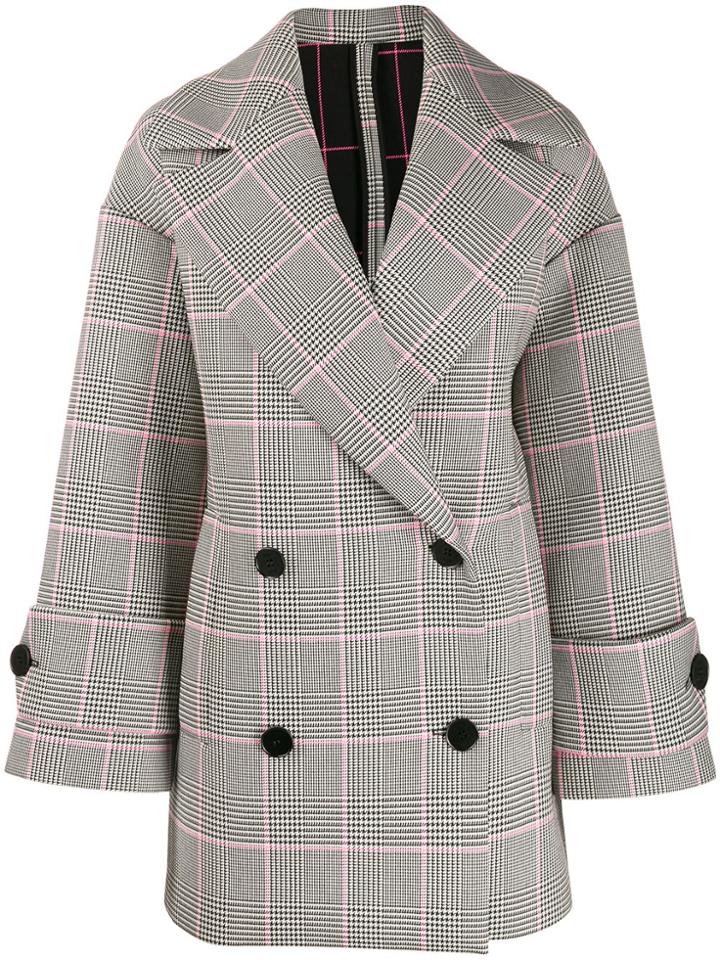 Msgm Oversized Check Coat - Blue
