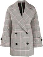 Msgm Oversized Check Coat - Blue