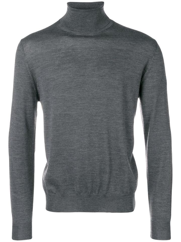 Canali Turtle-neck Fitted Sweater - Grey