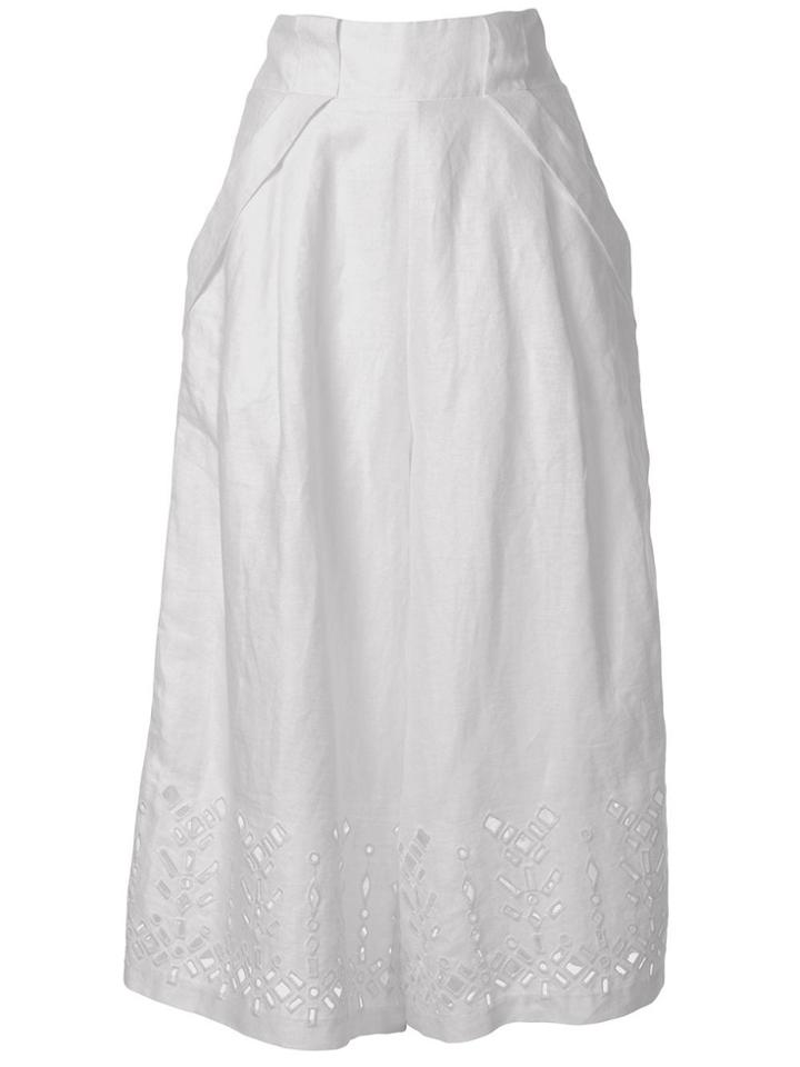 Aje Clara Broderie Cropped Trousers - White