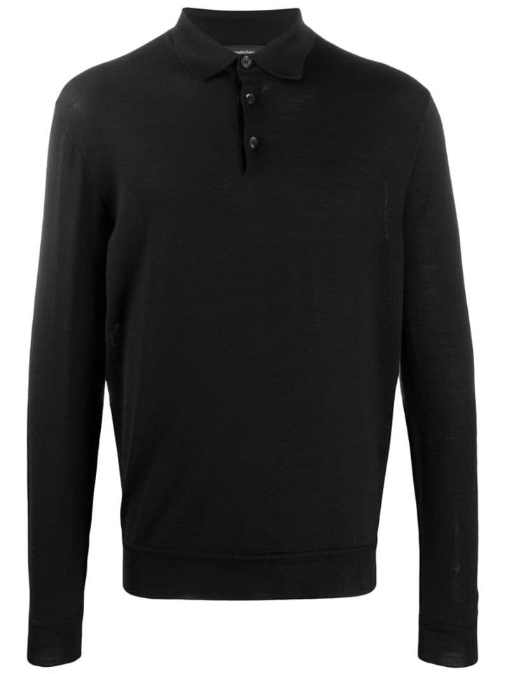 Ermenegildo Zegna Long Sleeved Polo - Black