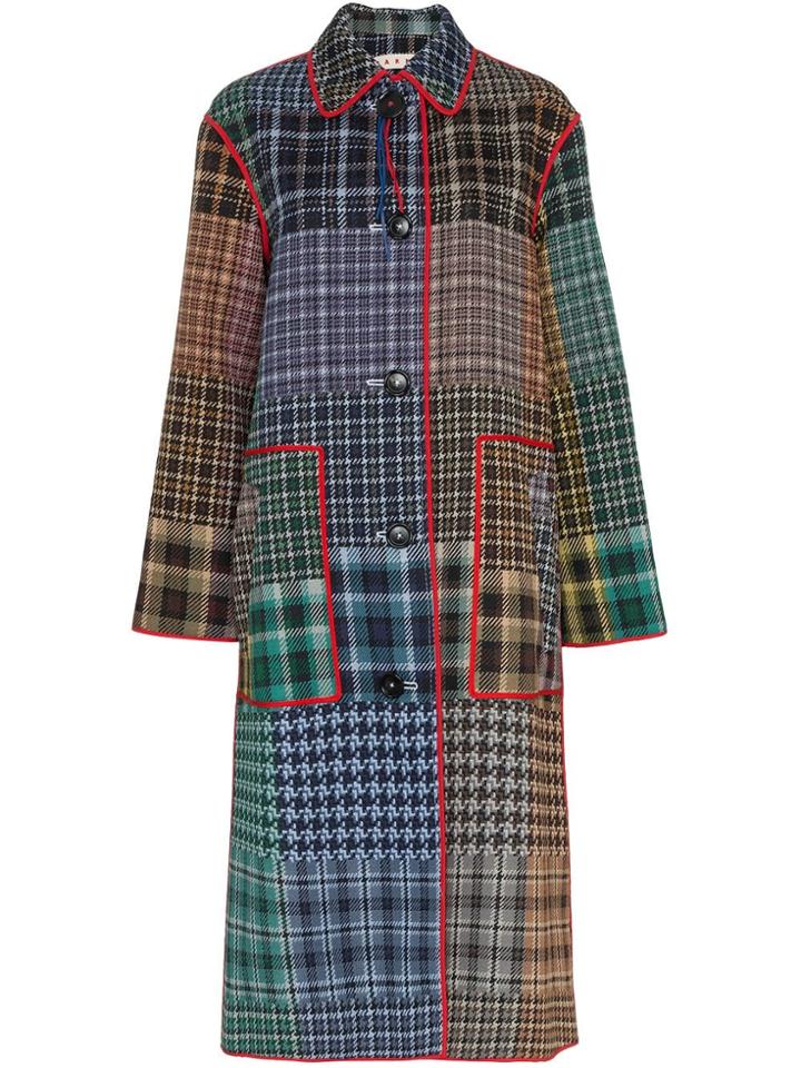 Marni Patchwork Check Print Coat - Multicolour