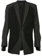 Bmuet(te) Knitted Front Panel Blazer, Men's, Size: 46, Black, Cotton/acrylic/nylon/polyester