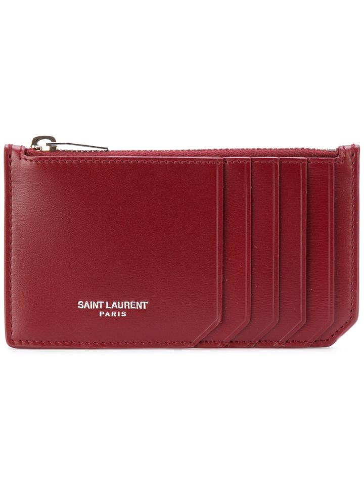 Saint Laurent Fragments Zip Pouch Card Holder - Red