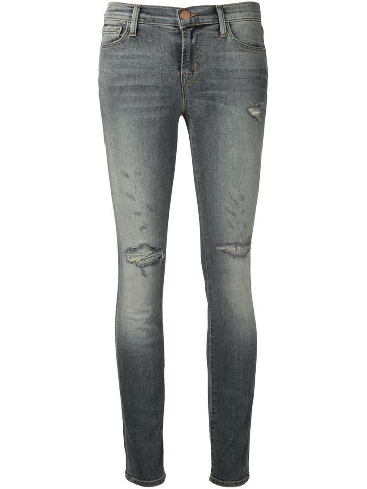 J Brand Distressed Five Pocket Design Jeans, Women's, Size: 30, Blue, Cotton/spandex/elastane/polyester