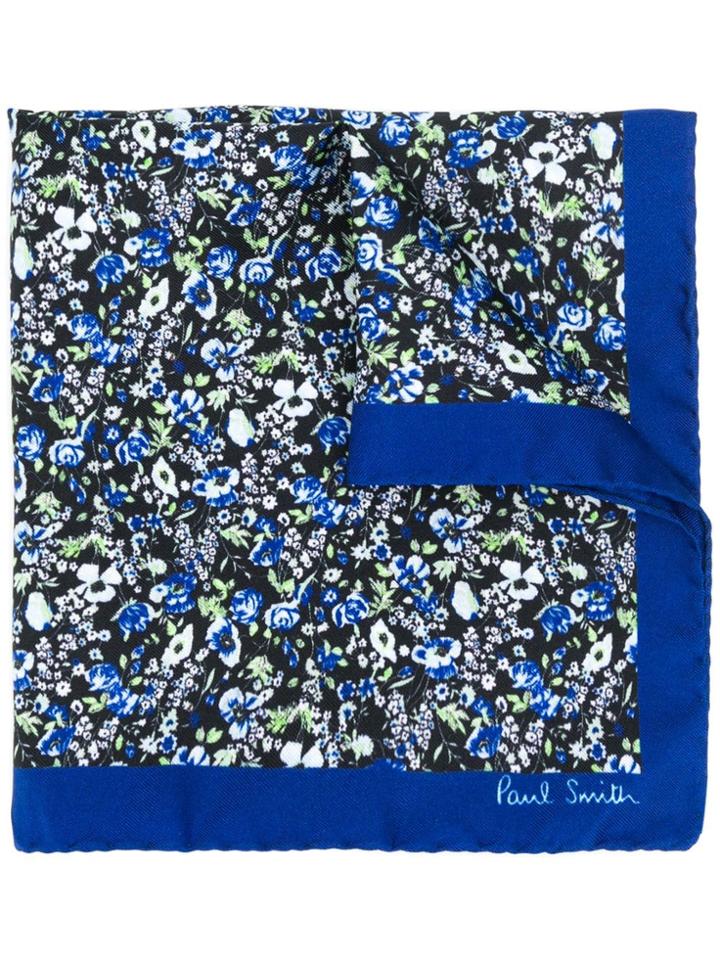 Paul Smith Twill Floral-print Scarf - Blue