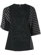 Sacai Inside Out Effect Frog Print T-shirt, Women's, Size: 3, Black, Cotton/polyester/cupro