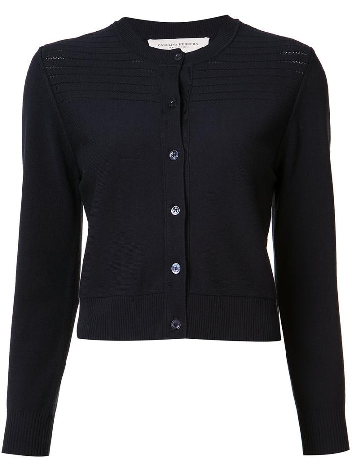 Carolina Herrera Cropped Cardigan, Women's, Size: Medium, Blue, Viscose/polyester