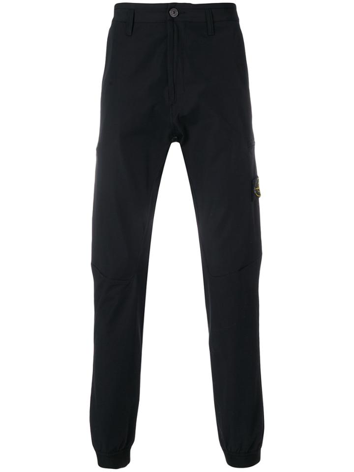 Stone Island Side Pocket Tapered Trousers - Black