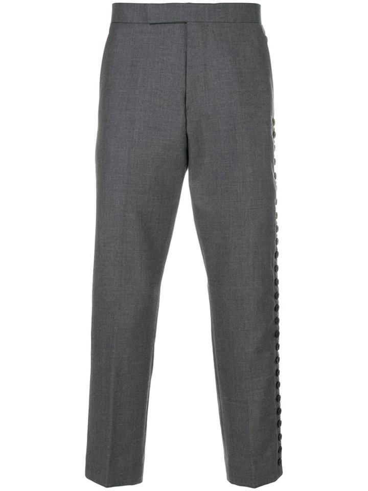 Thom Browne Button-up Side Seam Solid Wool Twill Mid-rise Trouser -