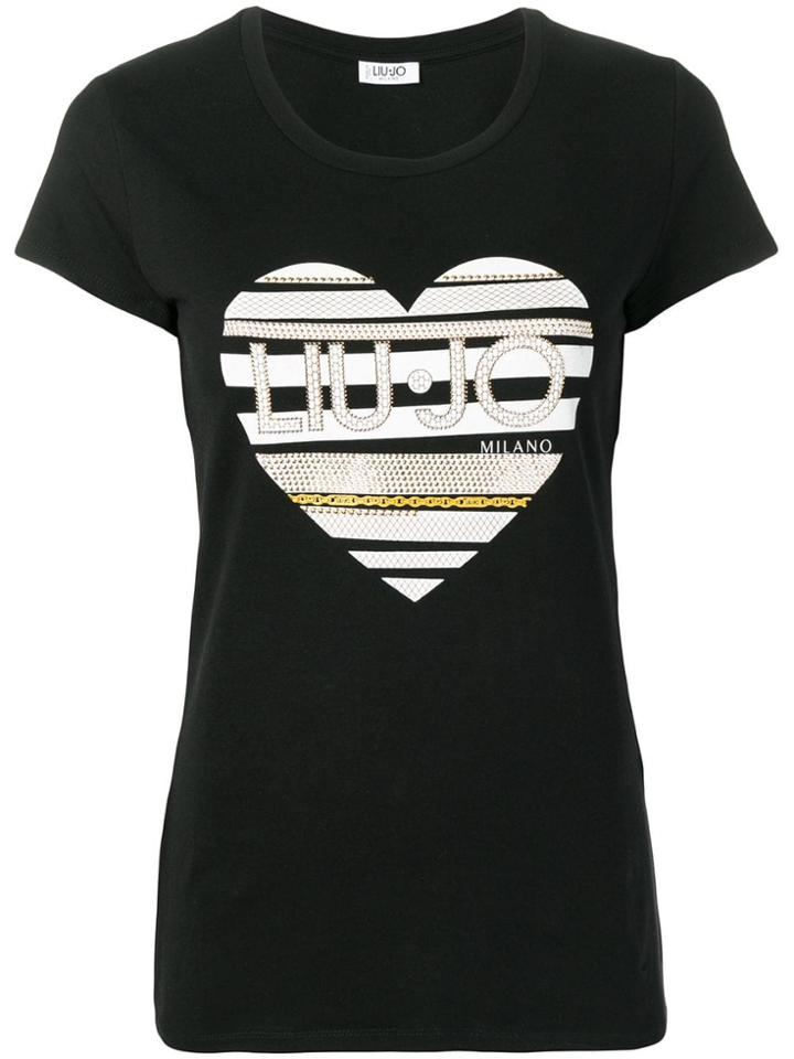 Liu Jo Studded Heart T-shirt - Black