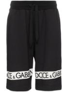 Dolce & Gabbana Logo Tape Cotton Track Shorts - Black