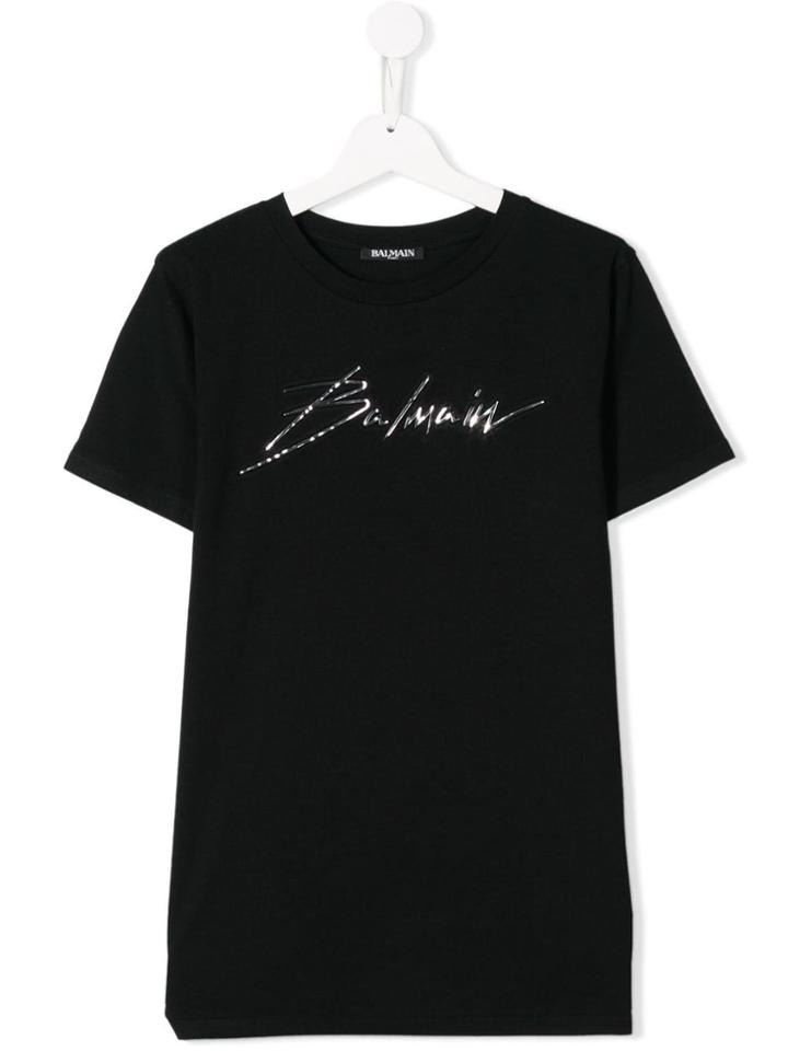 Balmain Kids Logo Print T-shirt - Black