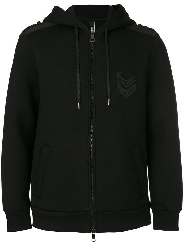 Neil Barrett - Arrow Embroidered Hooded Sweatshirt - Men - Cotton/polyurethane/spandex/elastane/viscose - M, Black, Cotton/polyurethane/spandex/elastane/viscose
