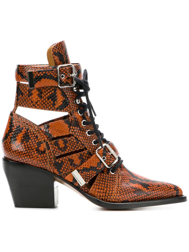 Chloé Python Print Rylee Boots - Brown