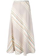 Roberto Collina Striped Midi Skirt - Neutrals
